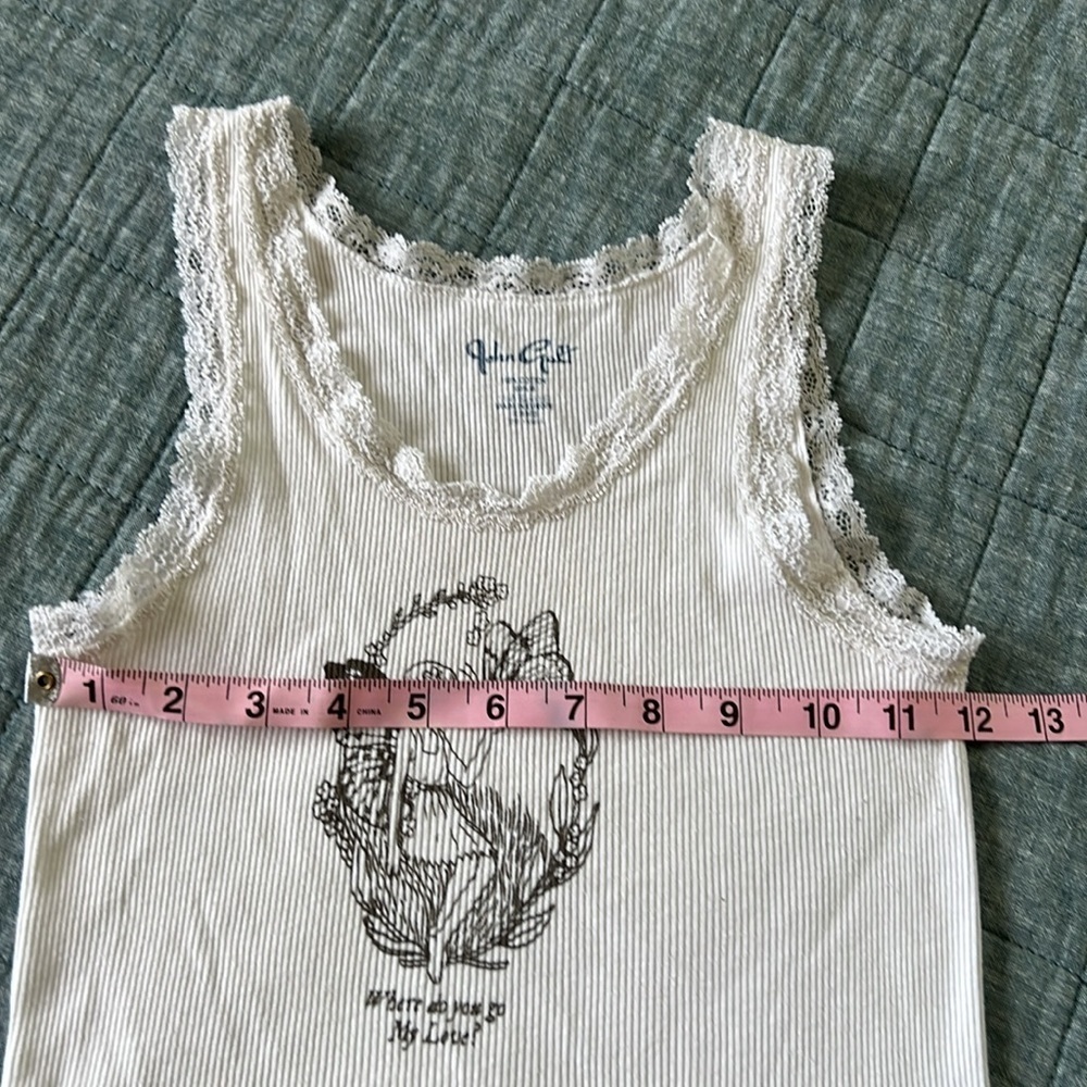 JOHN GALT BRANDY MELVILLE 90s Y2K Lace Trim Fairy Tank Top White - Picture 4 of 7